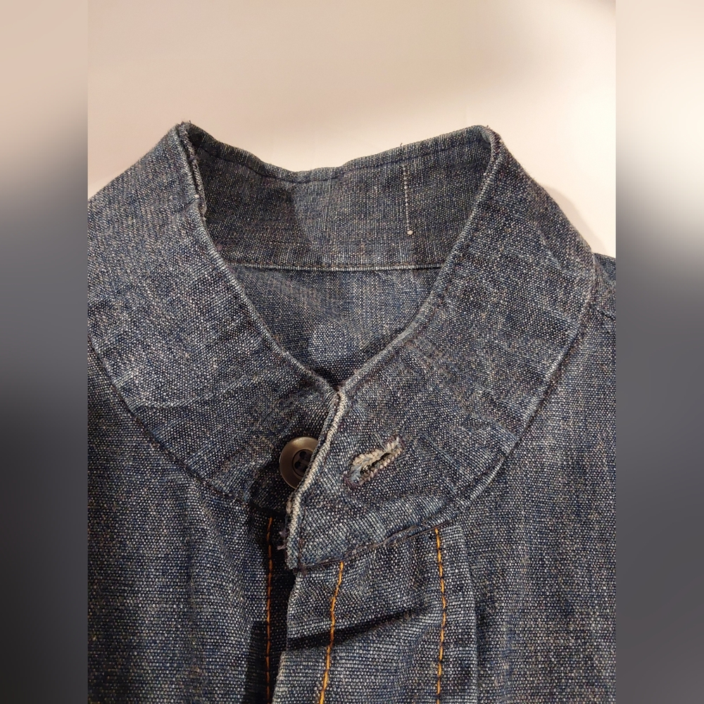 Vintage 1970s Levi’s Big E Denim Shirt Orange Tab Size M Made in USA - Picture 7 of 15